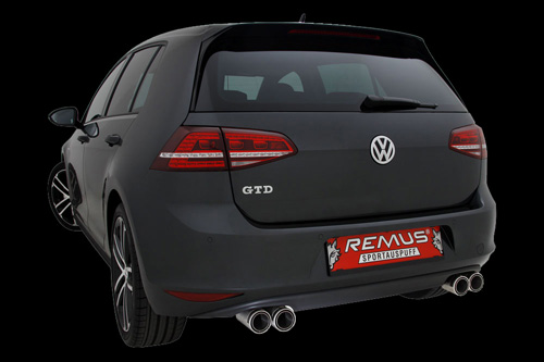 REMUS pour silencieux arrière avec 4 embouts et diffuseur arrière pour la VW Golf VII GTD, type AU